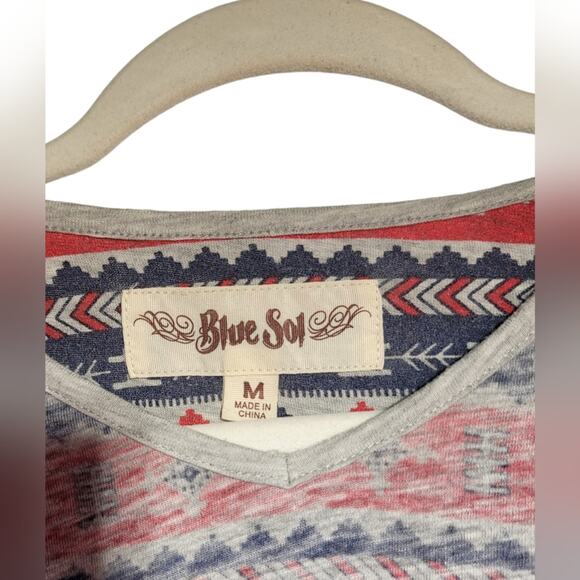 Blue Sol Aztec Short Sleeve Shirt Size Men's Medium - Picture 3 of 6